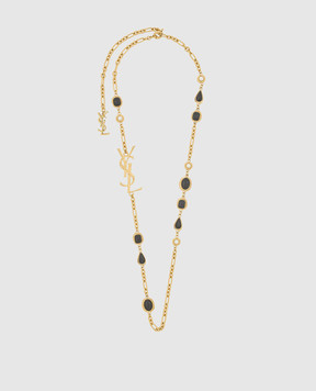 Saint Laurent CASSANDRE gold necklace with cabochons A002JXY15E2