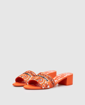 Dolce&Gabbana Orange mules with Majolica embroidery CR1748AV804