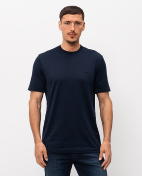 Kiton Blue T-shirt with embroidered logo UMK0891