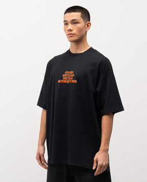 Vetements Black T-shirt with contrast print ME76TR221B
