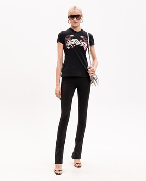Off-White Black Double Eagle T-shirt with Swarovski crystals 29A00308T
