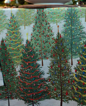 TESSITURA TOSCANA TELERIE FAIRY TREES linen tablecloth NT210118080037