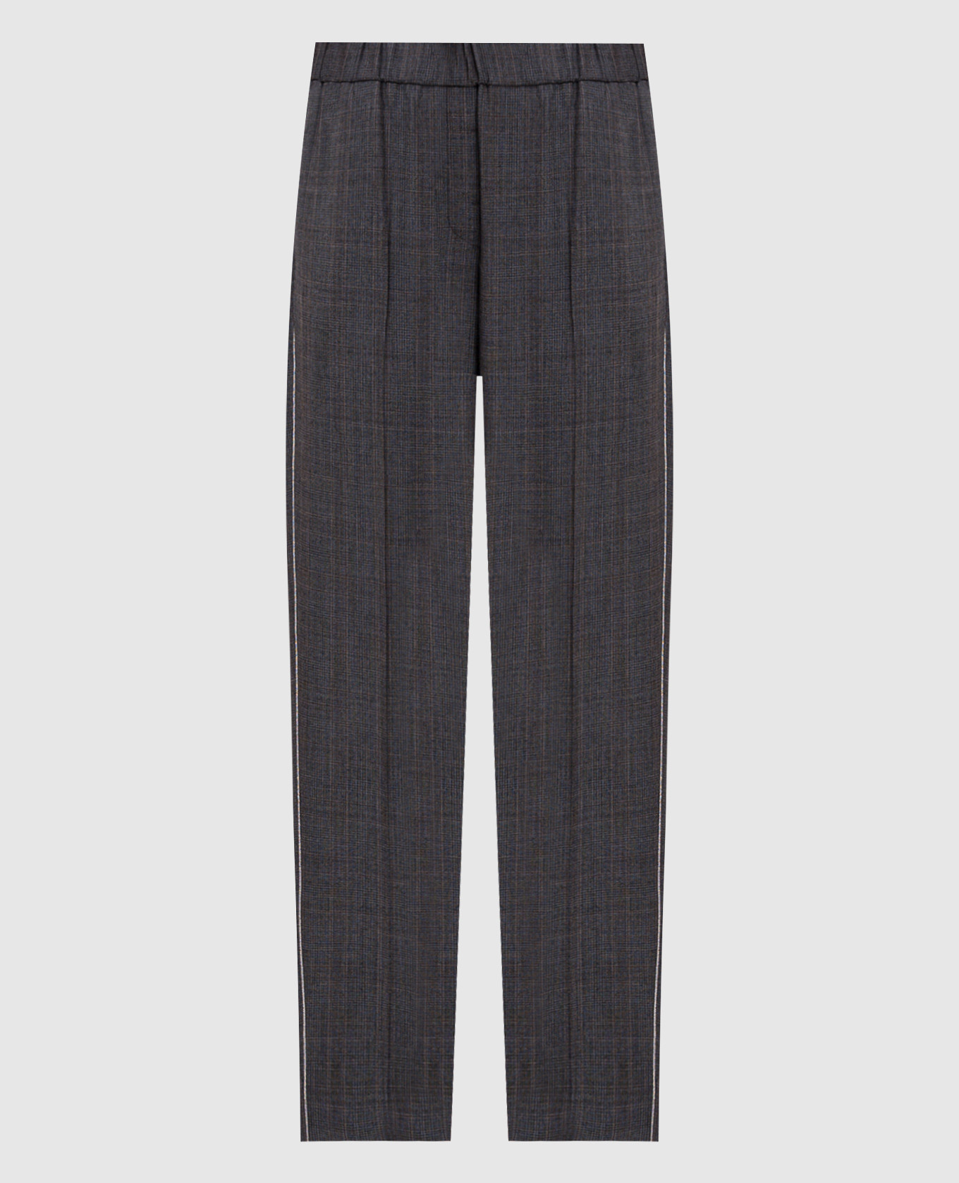 Gray wool checked pants
