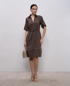 Peserico Brown dress with monil chain A0251301979