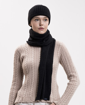 Woolrich Gray beanie and scarf set in a gift box CFWWAC2041FRUF0706