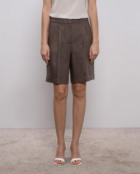 Peserico Brown linen shorts A04083Z02606