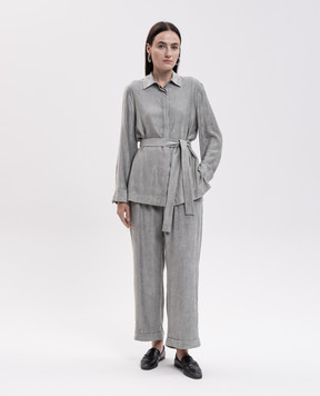 Peserico Green corduroy pants with lapels A0403602246