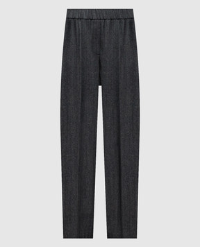 Peserico Gray wool pants with monil chain P0467802581