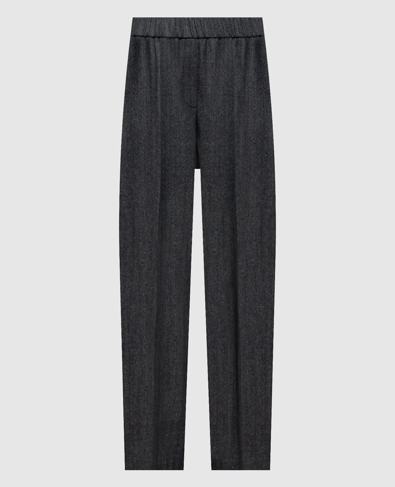 Gray wool pants with monil chain