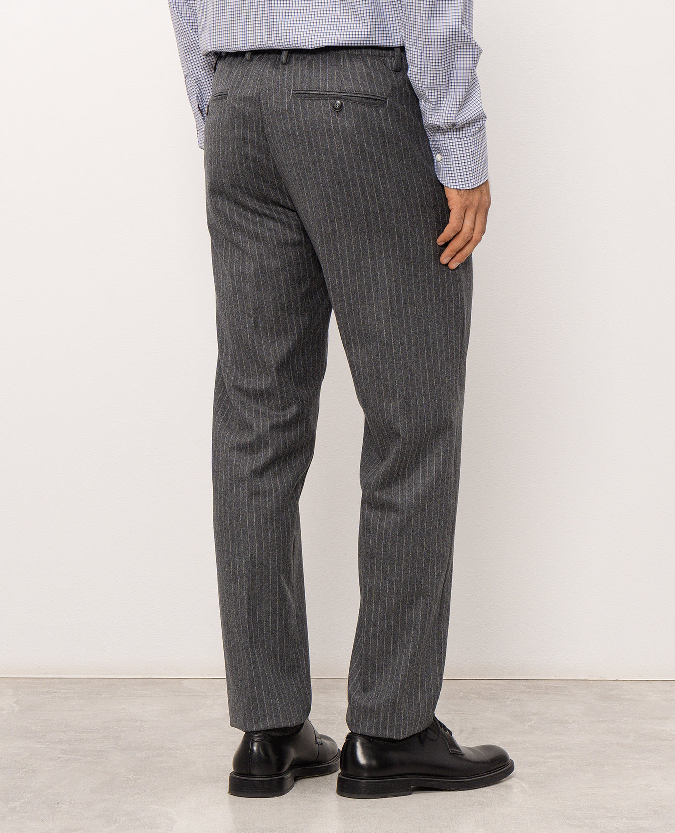 Gray striped wool pants Canali 4