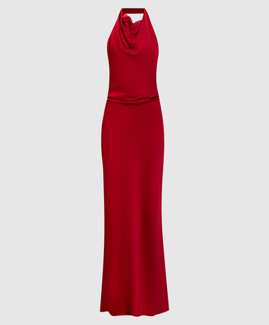 Reannon red maxi dress with open back