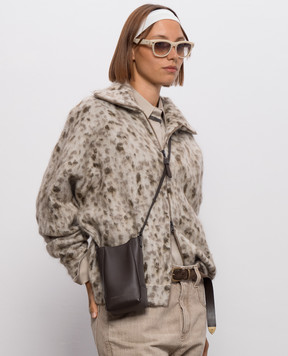 Brunello Cucinelli Brown leather bag with embossed logo MWXAD2739P