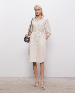 Peserico Beige shirt dress with monil chain S0256701979