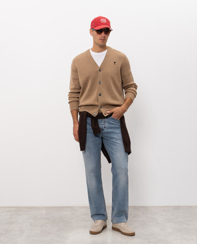 Ami Paris Brown merino wool cardigan HKC361001