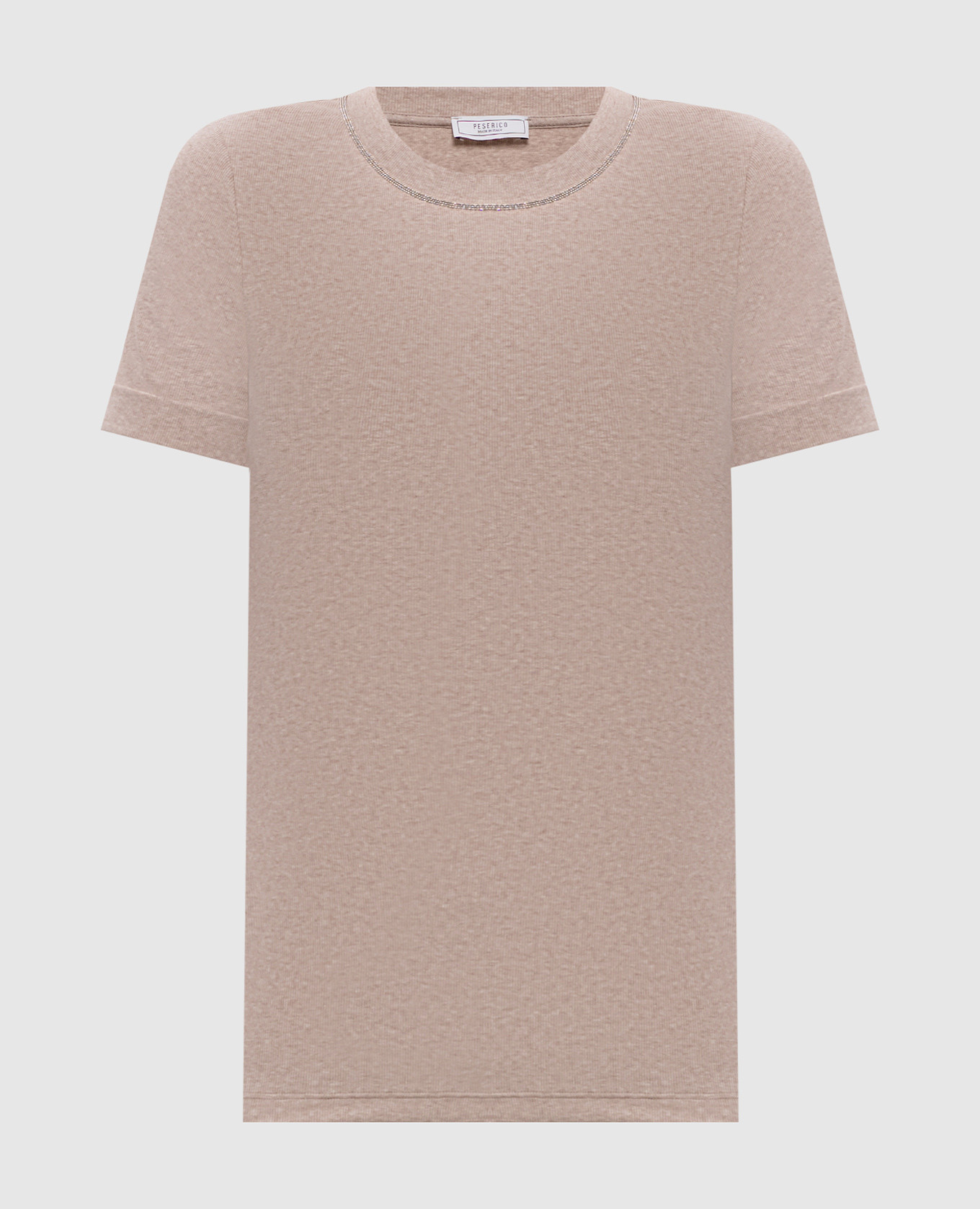 Beige melange T-shirt with lapels