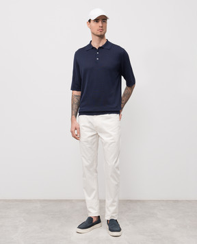 ISAIA Blue silk polo shirt MG8262Y0470