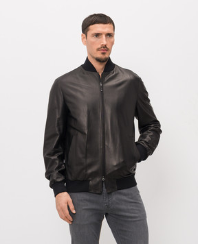 Stefano Ricci Black leather bomber jacket M7J6100262NPNUV5
