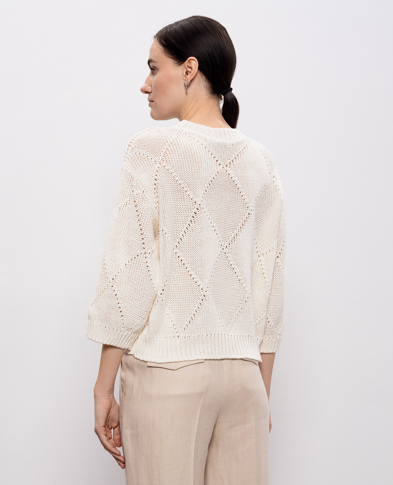 White linen sweater with sequins Peserico 4