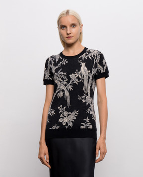 Etro Black wool top with contrasting pattern WRKE0426AQ12V