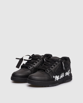 Off-White Black Leather Sneakers Out Of Office For Walking OMIA189C99LEA01A