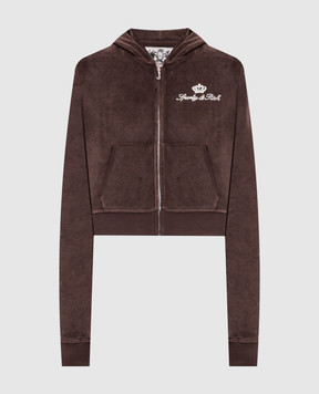 Sporty & Rich Juicy brown velour sports jacket CA046716689BR03