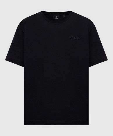 Zwart T-shirt met logo in structuur
