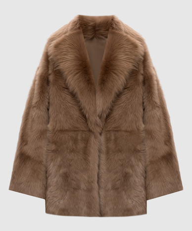 Beige double-sided sheepskin coat