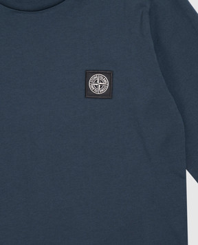 Stone Island Children's blue long-sleeve shirt with logo patch L2S162100002S004714