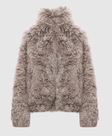 Beige fur coat