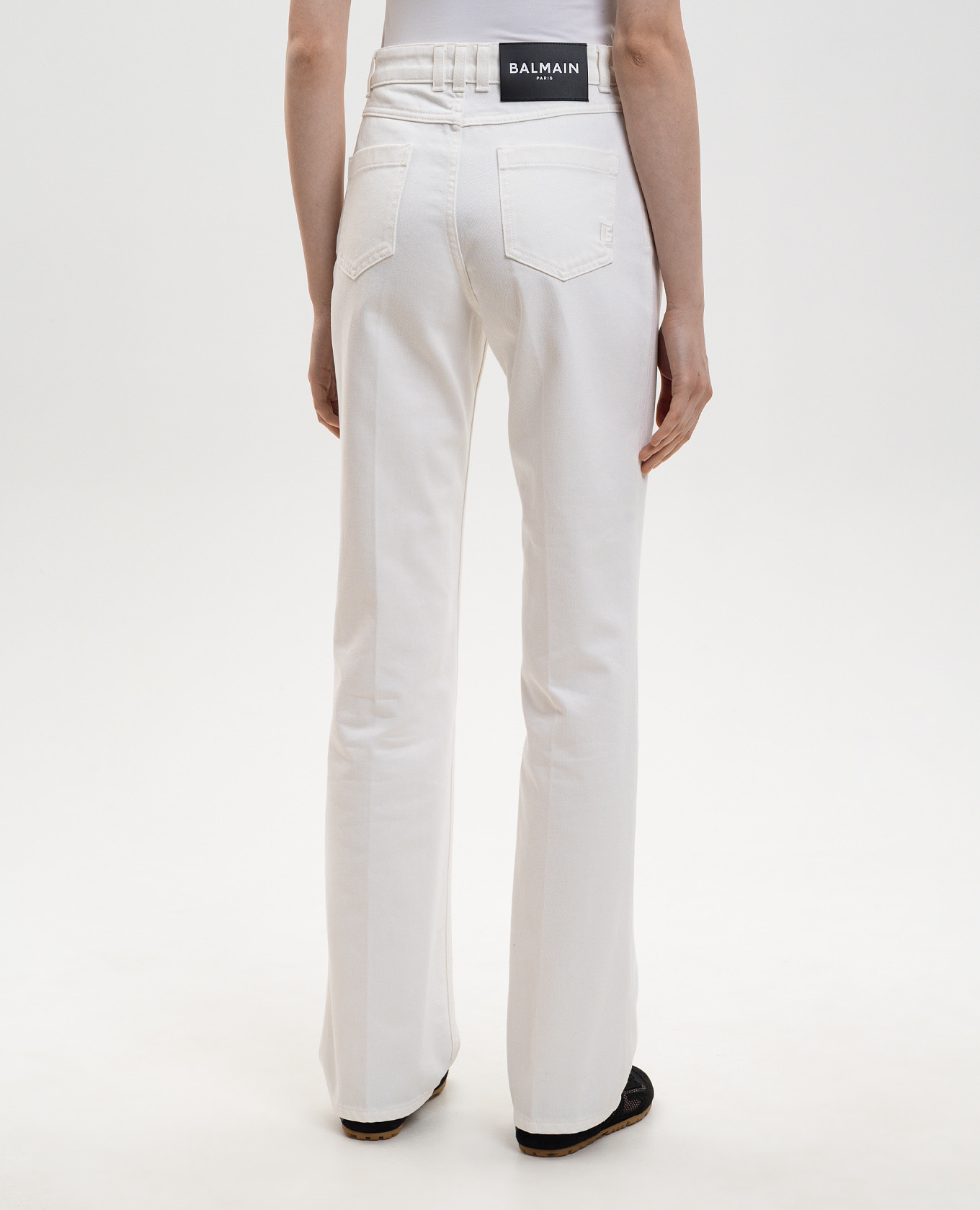 

White jeans with logo patch Balmain