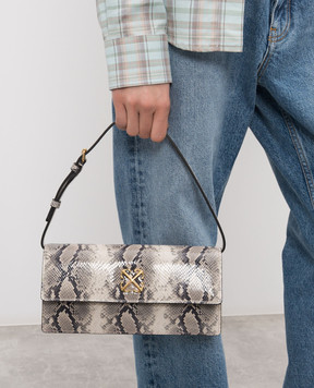 Off-White Beige leather bag Jitney 1.0 with python print OWNN172S26LEA003