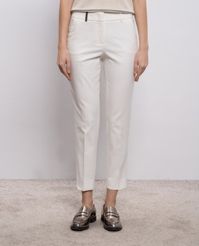 Peserico White pants with a patch M04716J001953