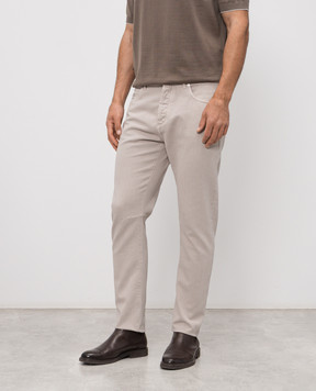 Brunello Cucinelli Beige jeans with logo patch M237PX1290