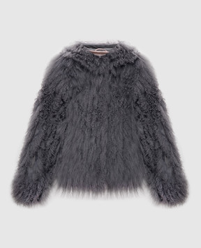 Rindi Gray fur coat with hood 085MG026