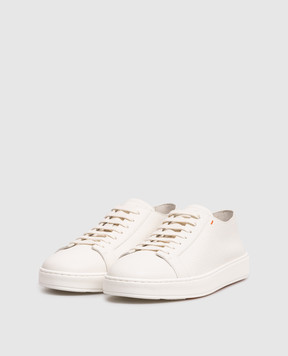Santoni White leather sneakers with logo MBCD21430BARCMMD