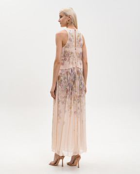 Twinset Beige floral print dress with drapery 261TT2560
