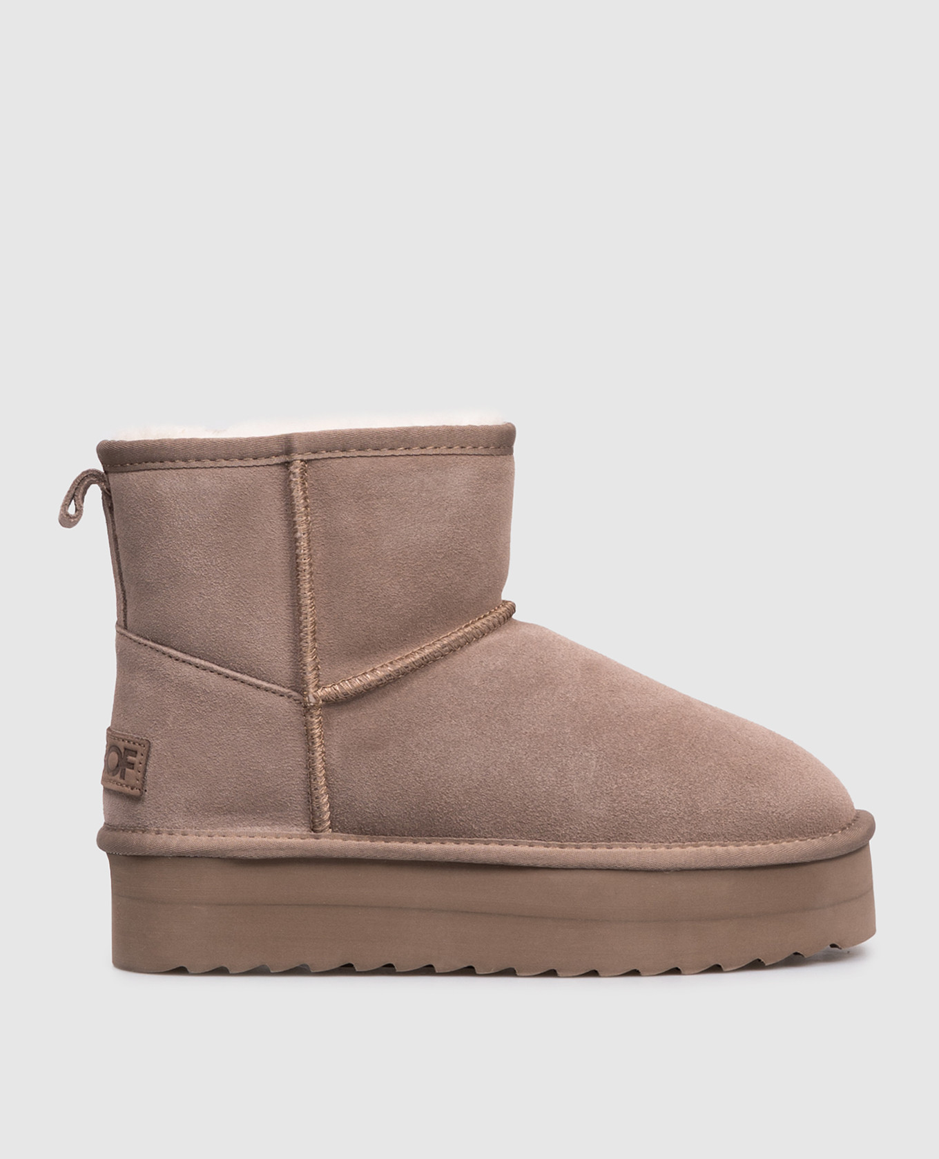 

Brown suede platform boots with fur trim Colors of California