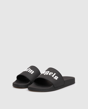 Palm Angels Black sliders with contrasting logo PMIC018S26MAT003