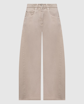 Brunello Cucinelli Beige jeans with logo patch MPH81P4059