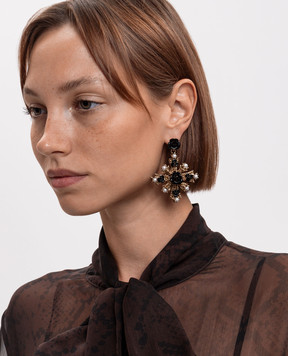 CelesteG Gold earrings with textured roses 2185
