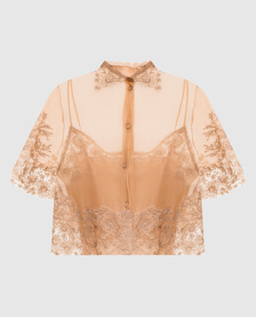 Ermanno Scervino Beige silk blouse with lace D482K718APCSQYE