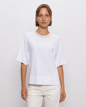 Peserico White T-shirt with a monil chain A06868J0B0079