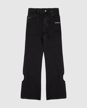 Off-White Children's black jeans with figure-hugging cutouts 44GYA001F26D001