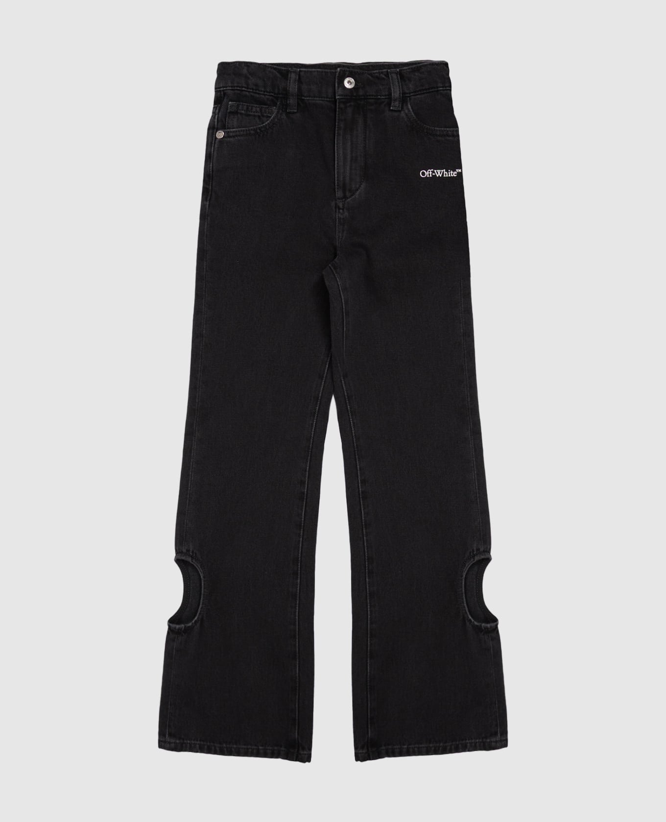 Children's black jeans with figure-hugging cutouts