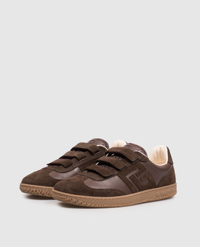 Balmain Brown leather Swan sneakers HM1VJ423LBEW