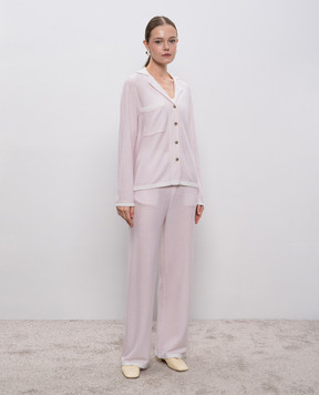 Allude Pink striped wool and cashmere pajama pants 25517751