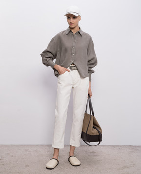 Brunello Cucinelli Khaki linen shirt MA698RH306