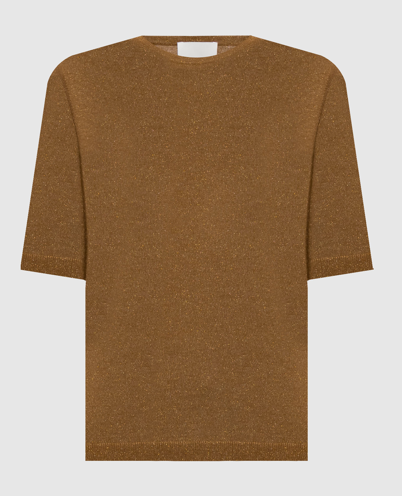 Brown wool top with lurex