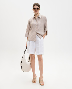 Peserico White linen shorts with lapels P0421502606