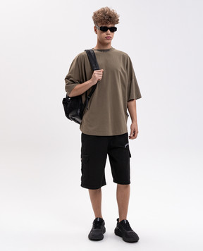 Palm Angels Khaki T-shirt with logo print PAMAA005JR002